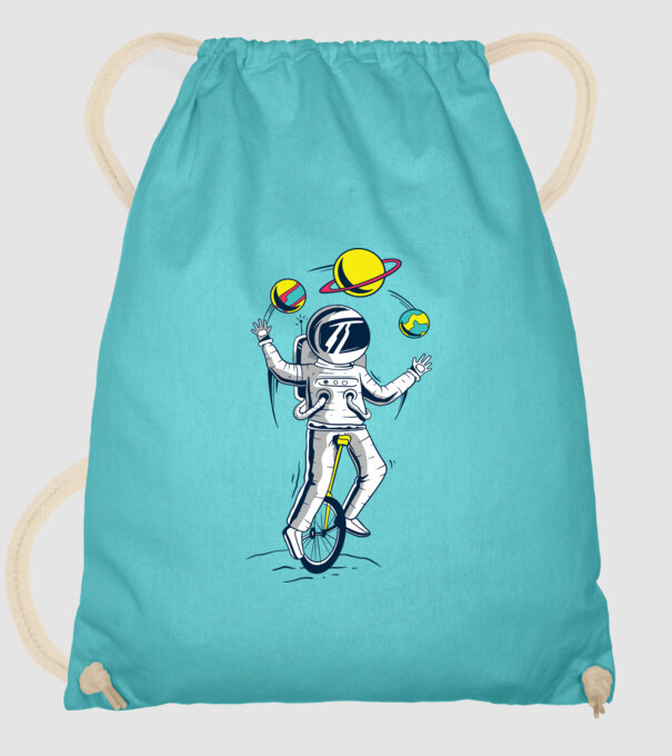 Jongler Astronaut model turcoaz pe tricou