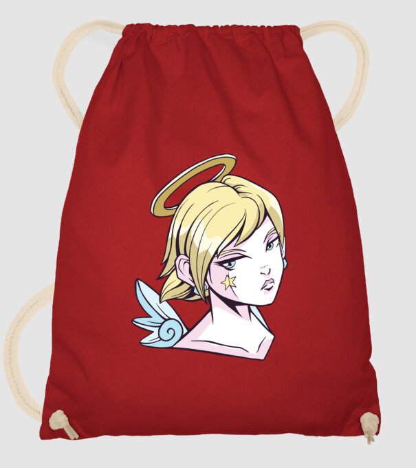Anime Fată angelică model roșu pe tricou