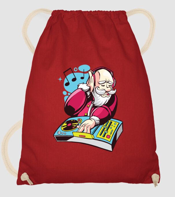 Moș Crăciun DJ model roșu pe tricou