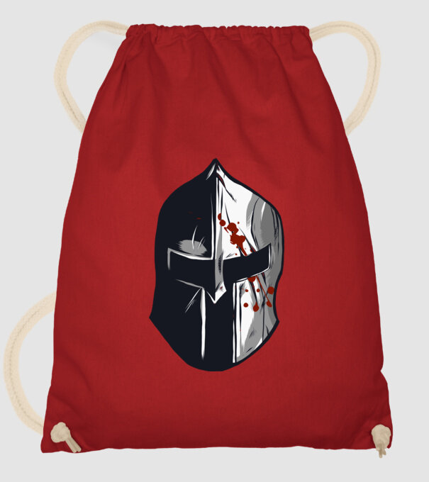 Cască războinic Sparta model roșu pe tricou