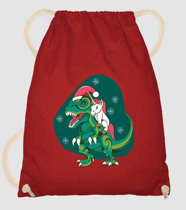 T-rex unicorn Crăciun model roșu pe tricou