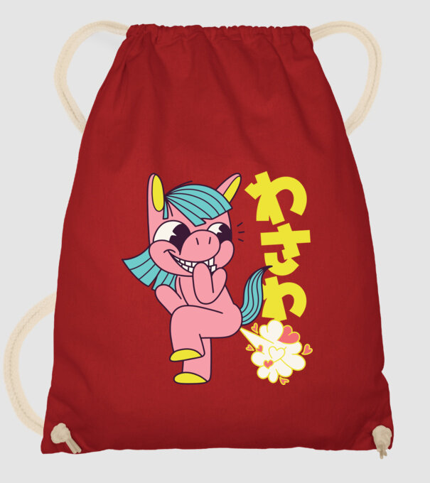 Bășică Unicorn model roșu pe tricou