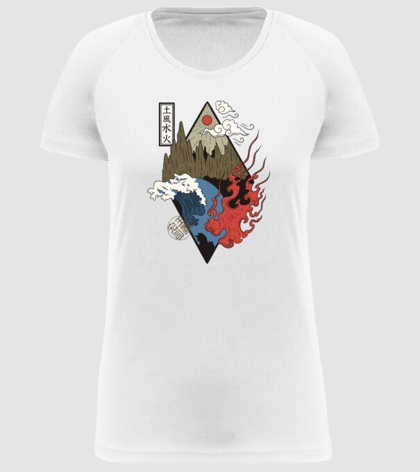 4 Elemente - Foc, Apă, Pământ, Aer model alb pe tricou