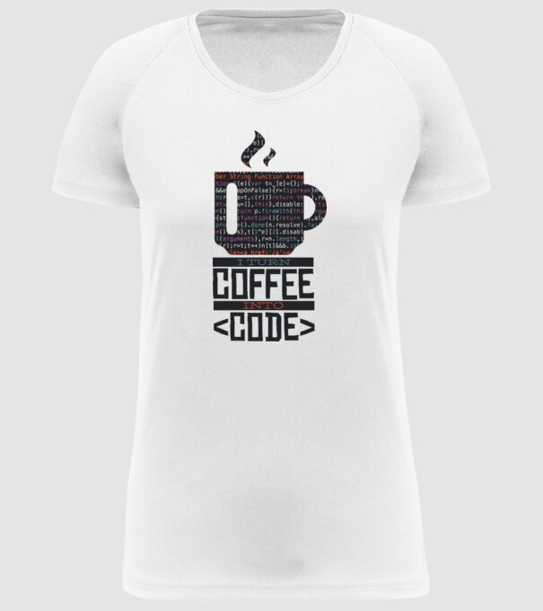 Transform cafeaua în cod - tricou programator model alb pe tricou