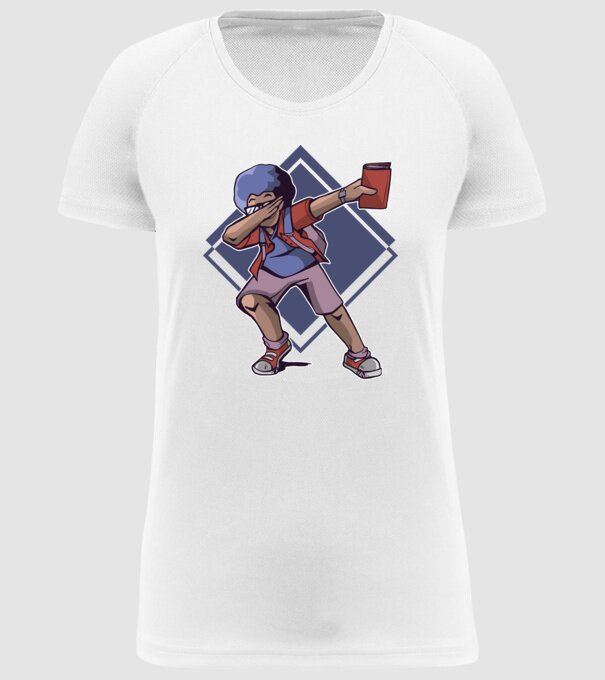 Student afro model alb pe tricou