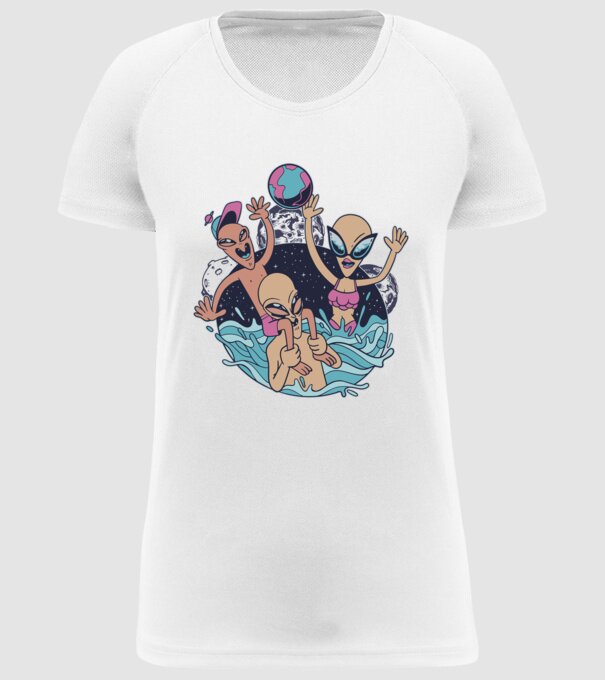 Alien Familie ștrand model alb pe tricou
