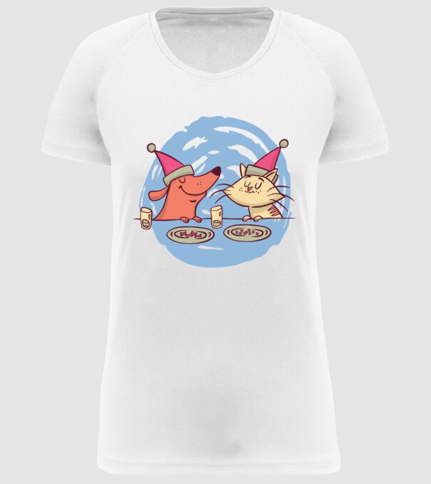 Petrecere de Crăciun animale model alb pe tricou