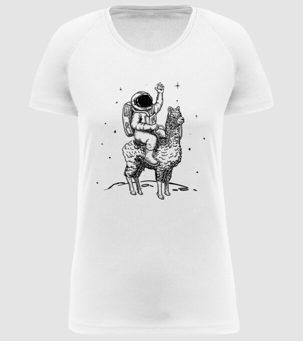 Alpaca Astronaut model alb pe tricou