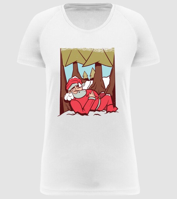 Moș Crăciun dormind model alb pe tricou