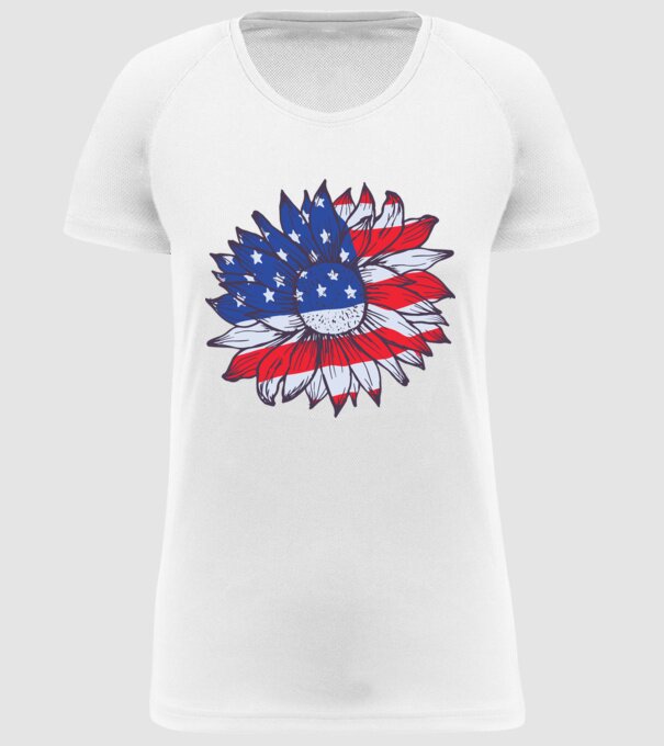 Floarea-soarelui americană Usa Sunflower model alb pe tricou