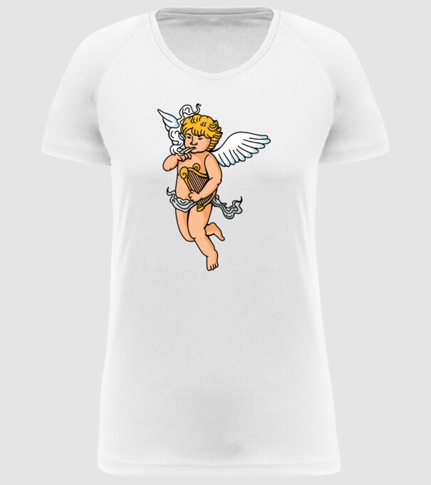 Înger cu Țigaretă model alb pe tricou