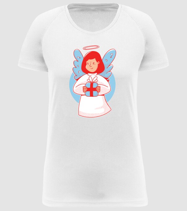 Înger cu un cadou model alb pe tricou