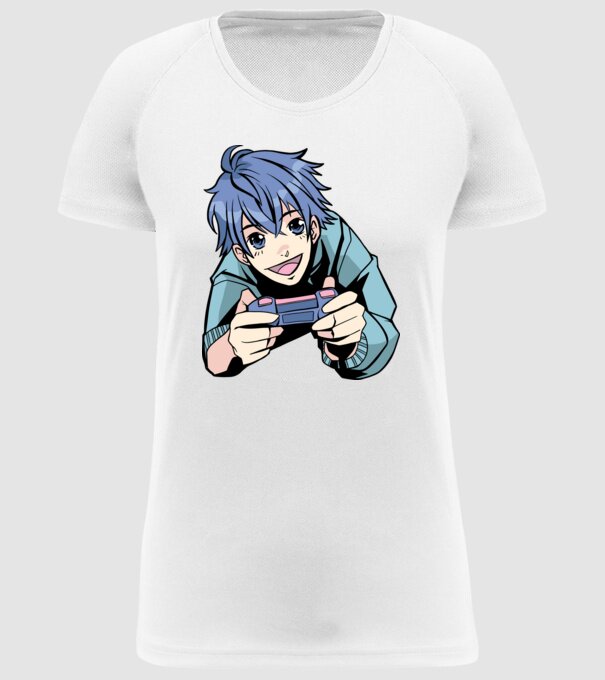 Anime băiat Gamer model alb pe tricou
