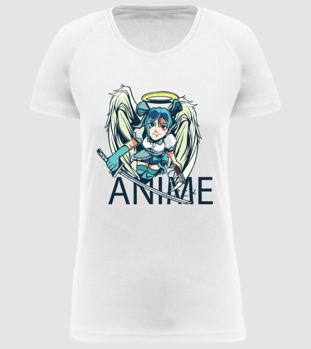 Anime fată cu sabie model alb pe tricou