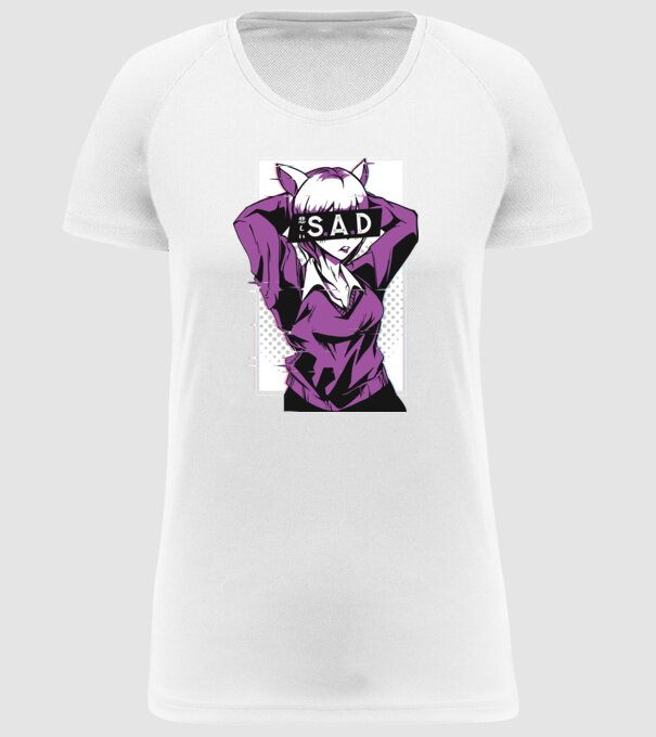 Anime fată tristă model alb pe tricou