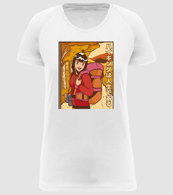 Anime fată Excursionistă model alb pe tricou