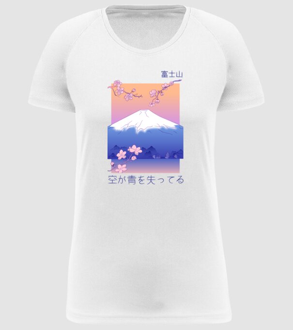 Anime Vaporwave munte model alb pe tricou