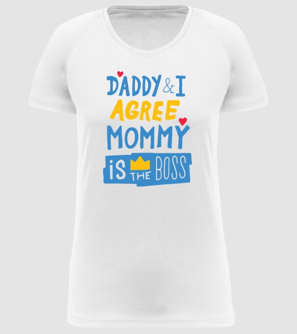 Mama e șefa model alb pe tricou