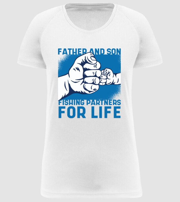 Tată și fiu Parteneri de pescuit pe viață model alb pe tricou