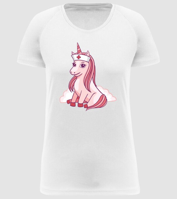 Îngrijitor unicorn model alb pe tricou