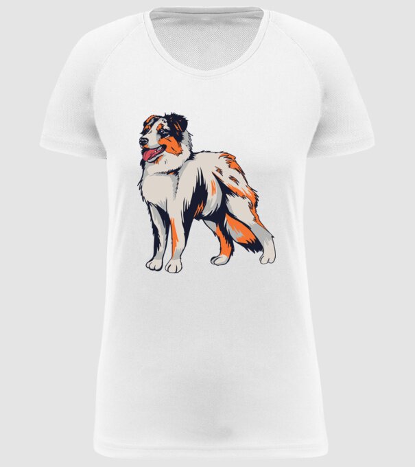 Câine ciobănesc Australian model alb pe tricou