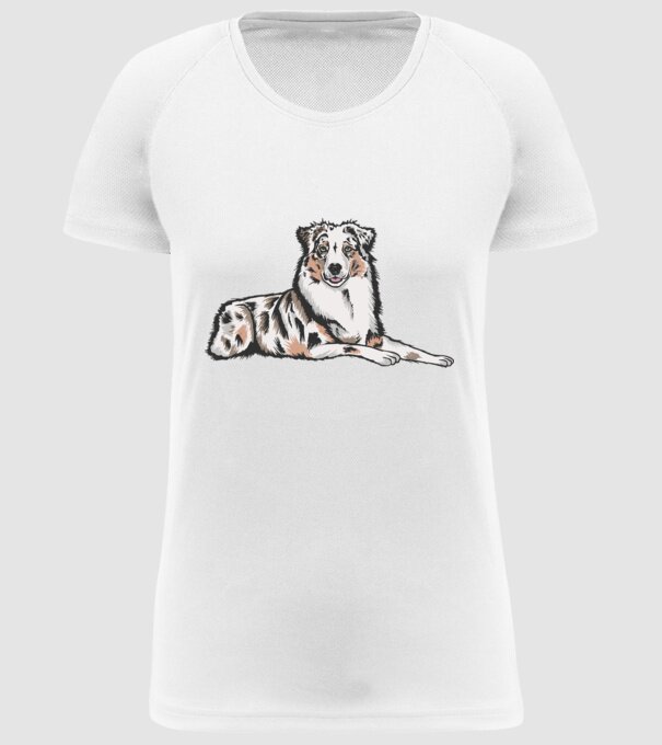 Câine ciobănesc Australian model alb pe tricou