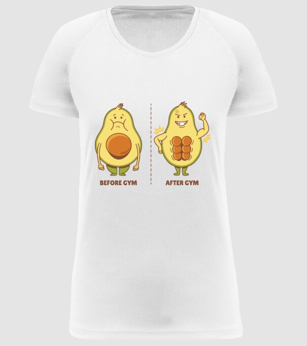 Antrenament Avocado model alb pe tricou