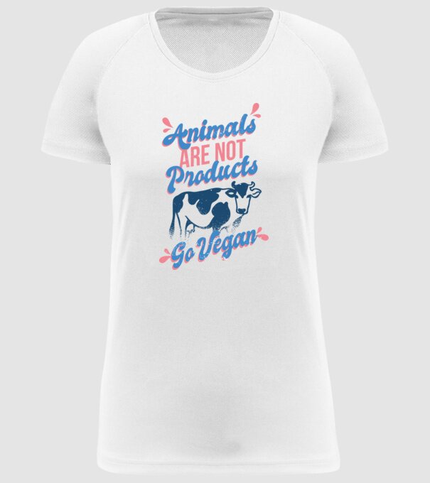 Animalele nu sunt produse, fii vegan tricou model alb pe tricou