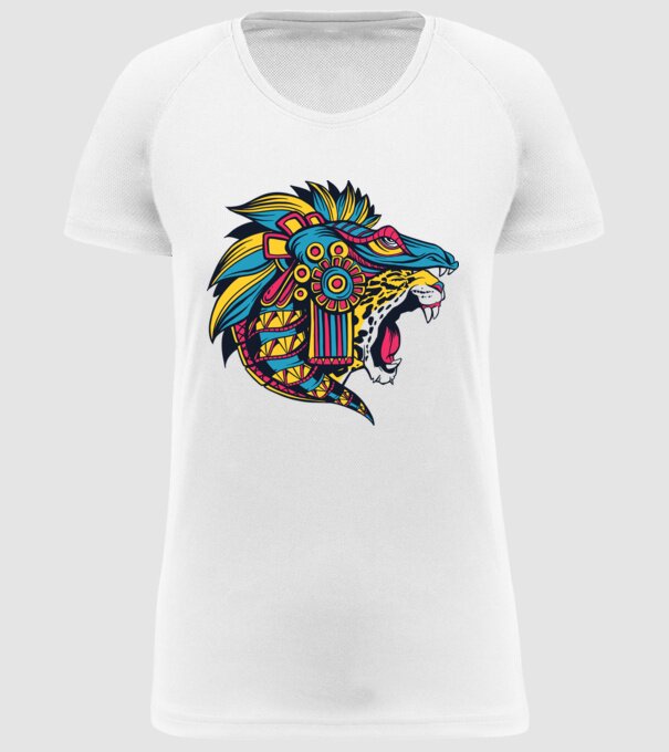 Aztec Jaguar model alb pe tricou