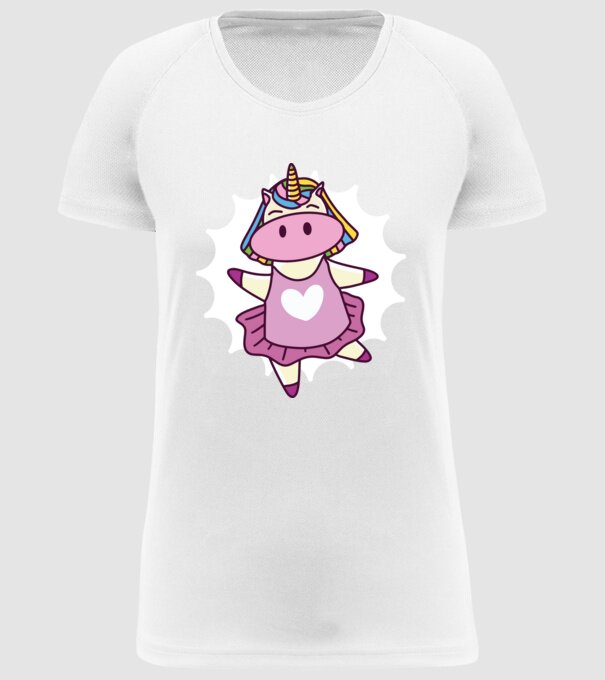 Unicorn dansator de balet model alb pe tricou
