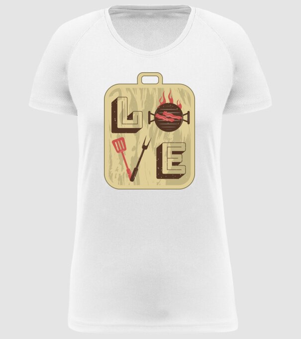 Dragoste BBQ model alb pe tricou