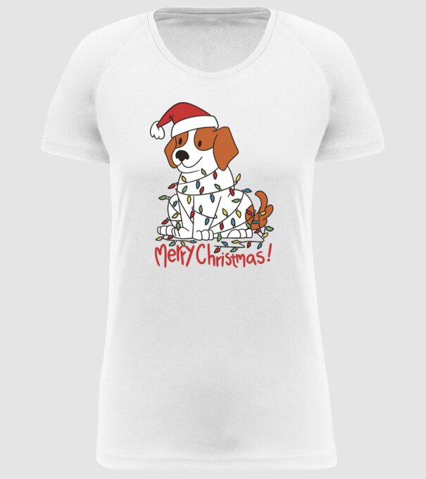 Beagle Crăciun Fericit! model alb pe tricou