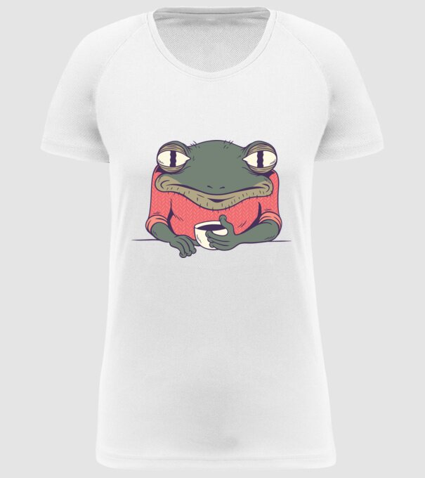 Broască Cafea model alb pe tricou