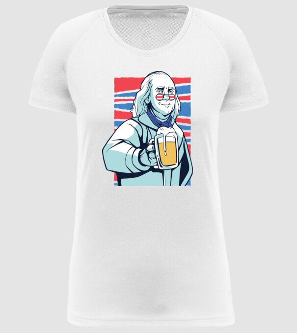Benjamin Franklin Beer model alb pe tricou