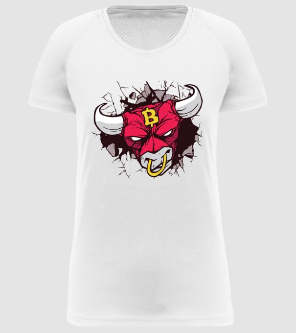 Taur Bitcoin model alb pe tricou
