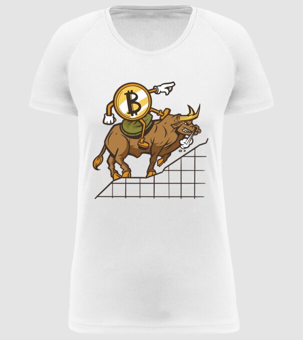 Taur Bitcoin model alb pe tricou