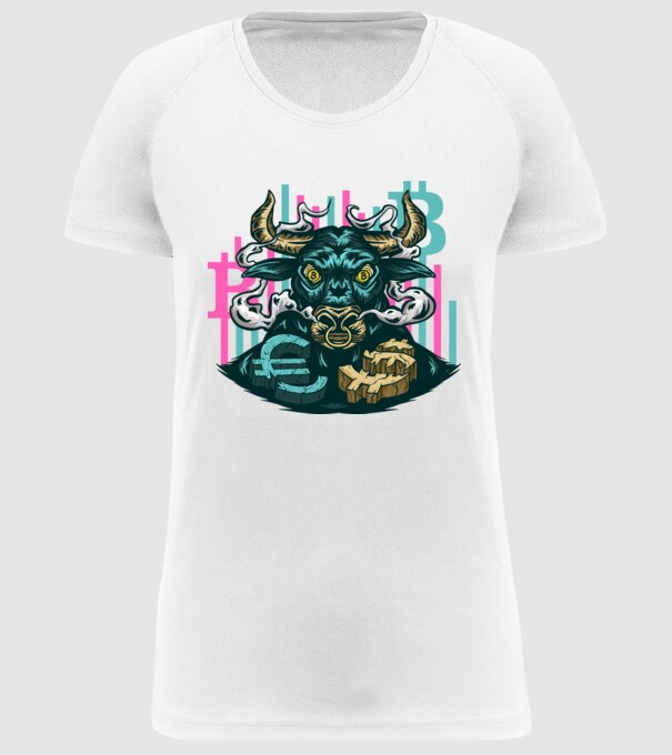 Taur Bitcoin model alb pe tricou