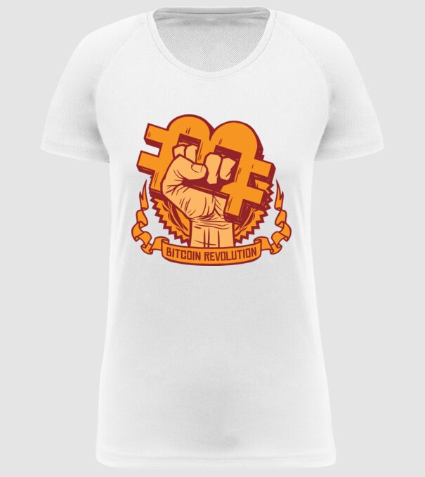 Bitcoin Revolution model alb pe tricou
