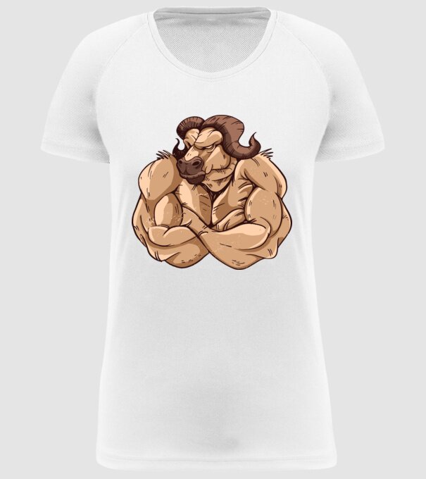 Puternic ca un bivol model alb pe tricou