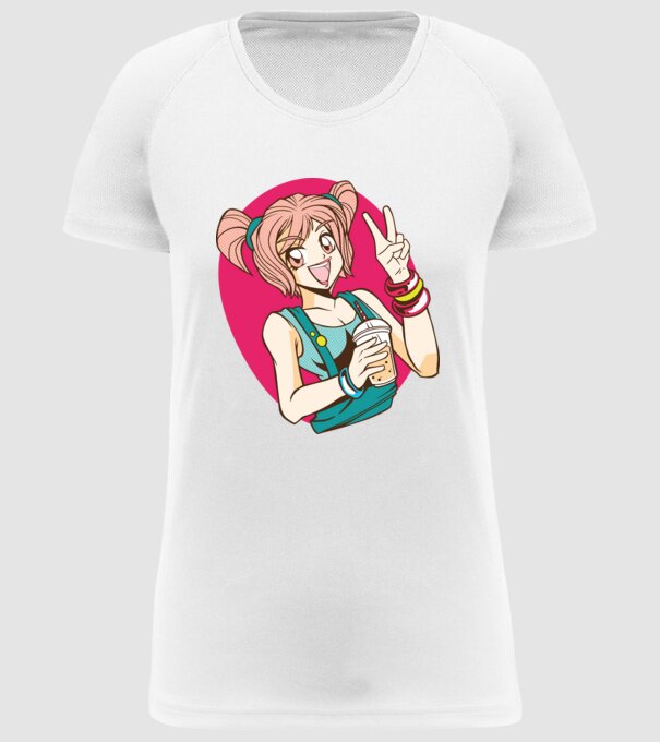 Bobba fată Anime model alb pe tricou