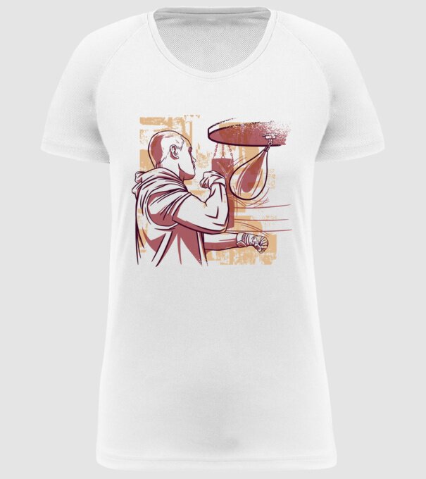 Pugilist model alb pe tricou
