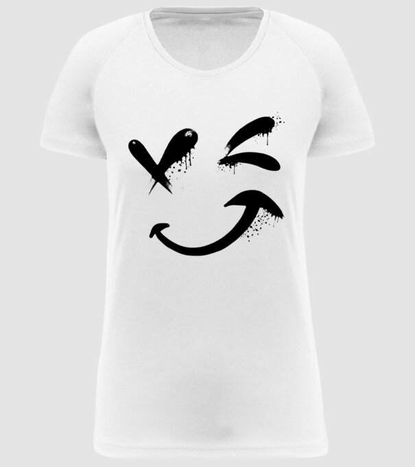 Emoji fericit Râs model alb pe tricou