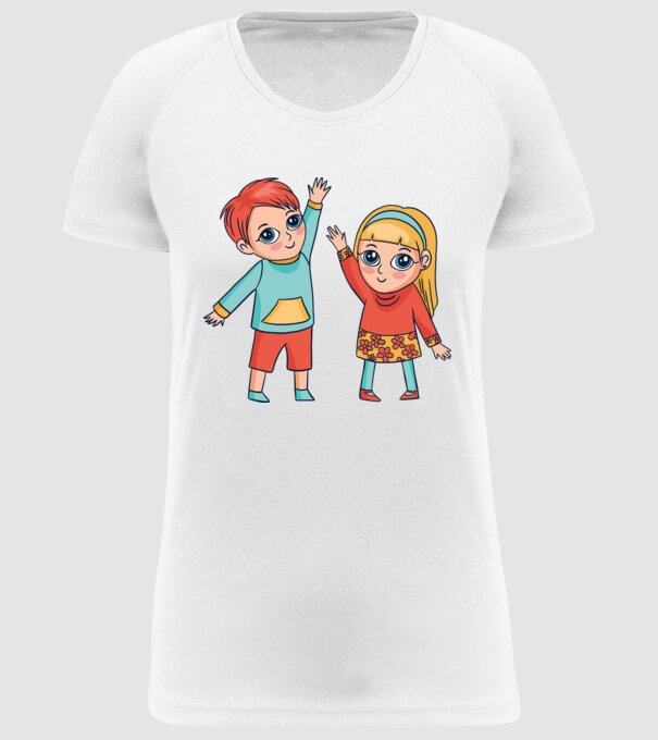 Copii fericiți model alb pe tricou