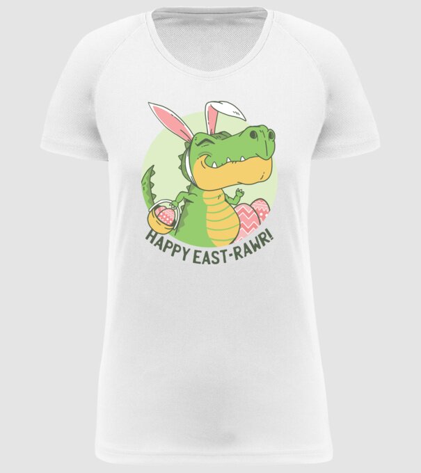 Paște Fericit tricou cu dinozaur model alb pe tricou