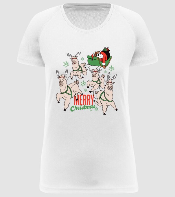 Crăciun Fericit Moș Crăciun Leneș model alb pe tricou