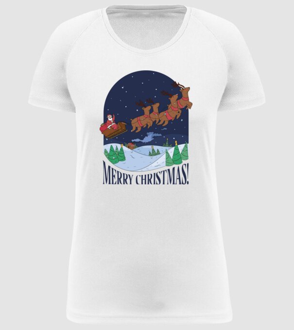 Crăciun Fericit Moș Crăciun cu reni model alb pe tricou