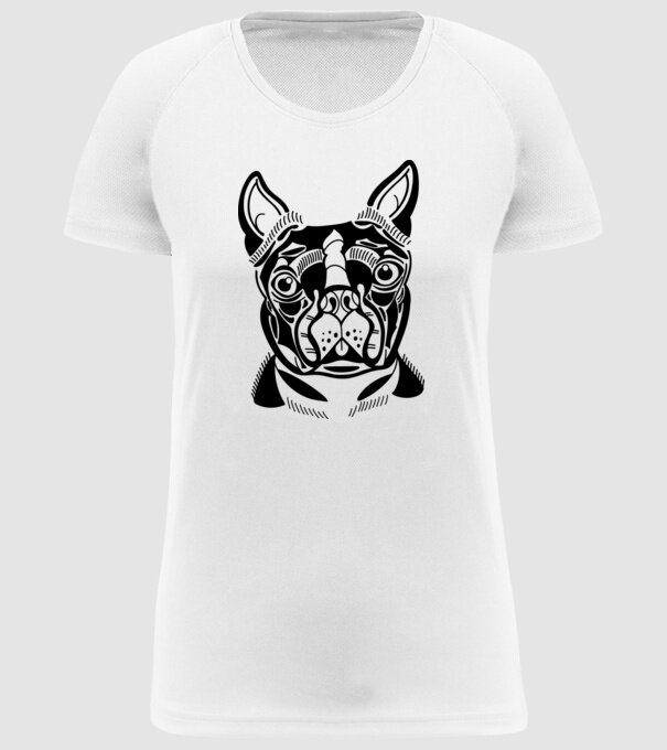 Câine Boston Terrier model alb pe tricou