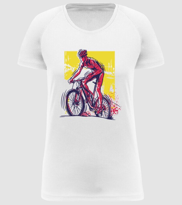 Ciclist model alb pe tricou