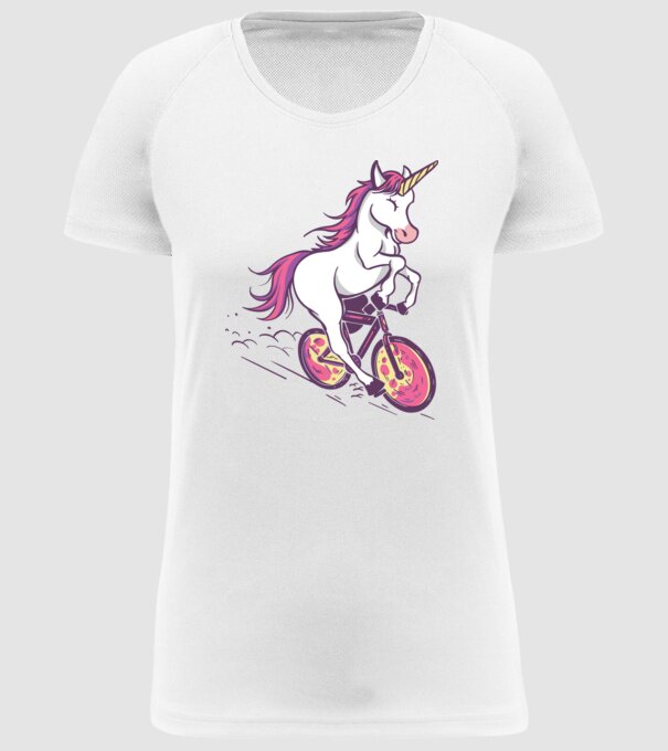 unicorn cu bicicletă model alb pe tricou