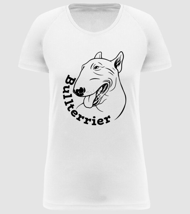 Bull Terrier model alb pe tricou